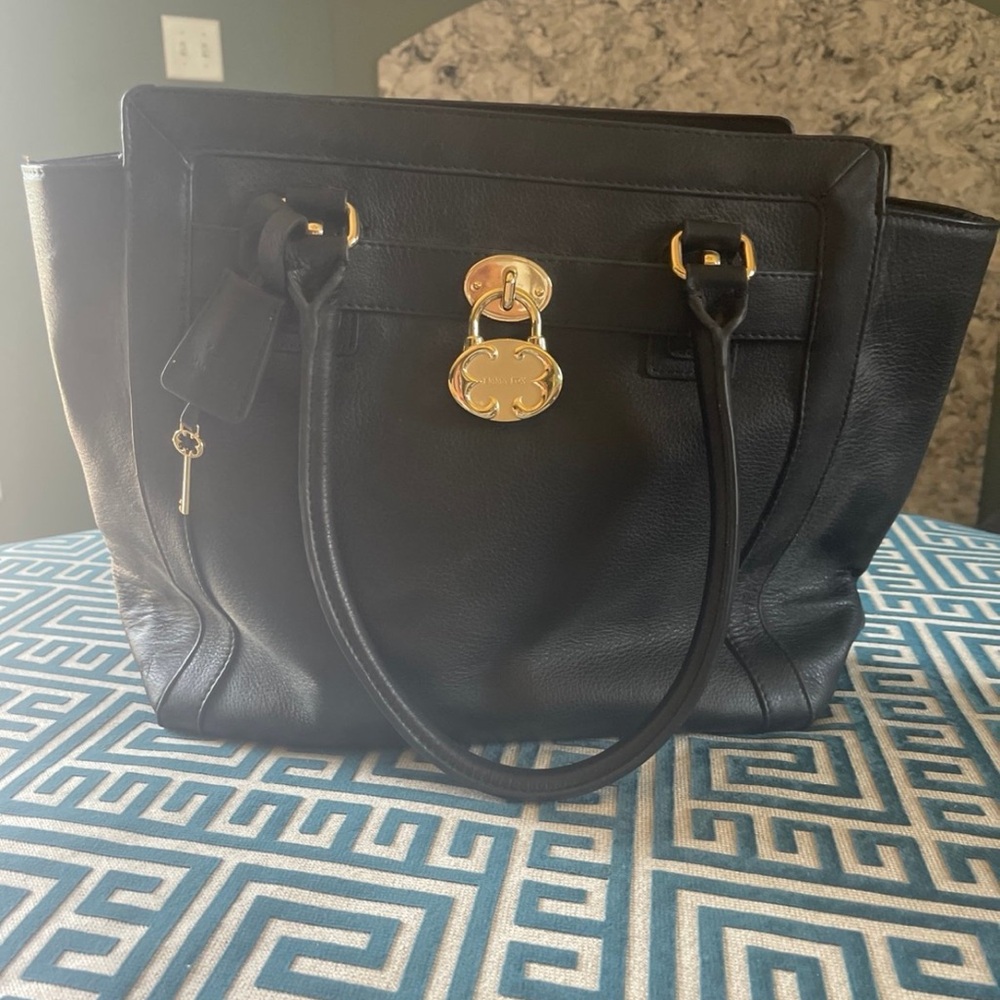 Emma Fox Black Tote with Gold Accents